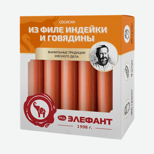 Сосиски 385г Индейка + Говядина (Элефант)