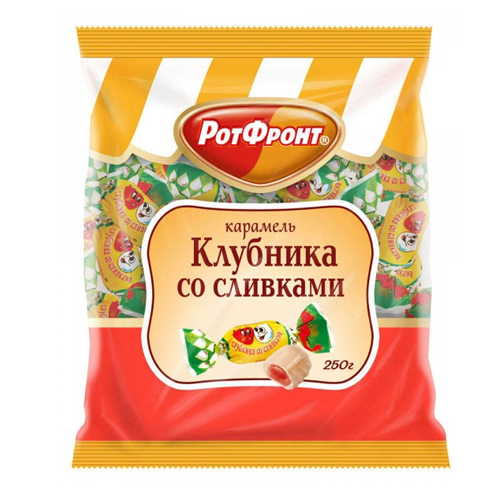 Карамель (РФ) 250г пак Клубника со сливками