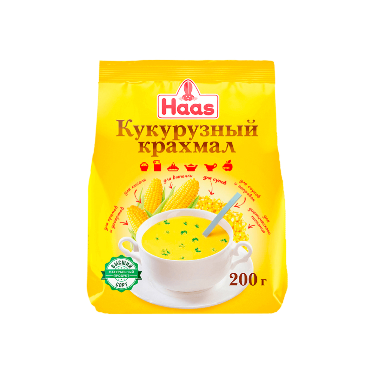 Крахмал кукурузный 200г пак (Хаас)