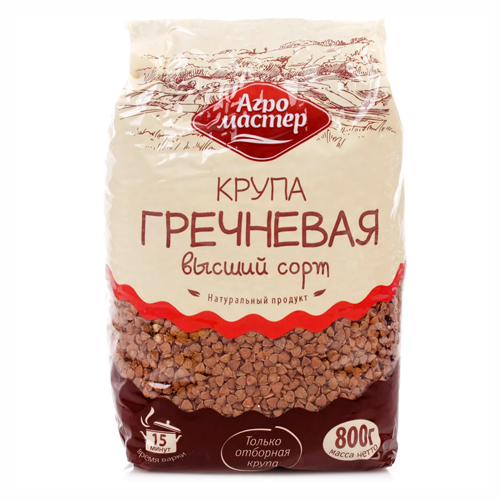 Крупа гречневая 800г пак (АгроМастер)