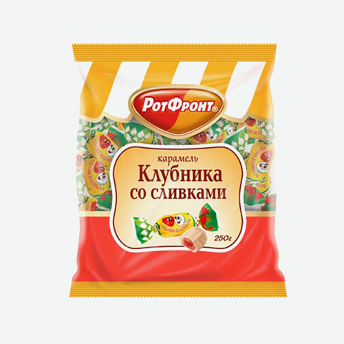 Карамель (РФ) 250г пак Клубника со сливками