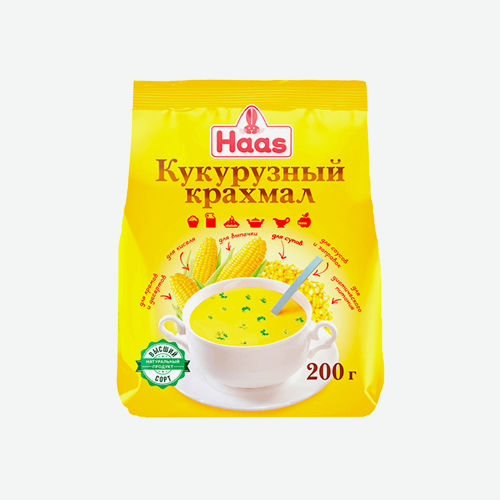 Крахмал кукурузный 200г пак (Хаас)