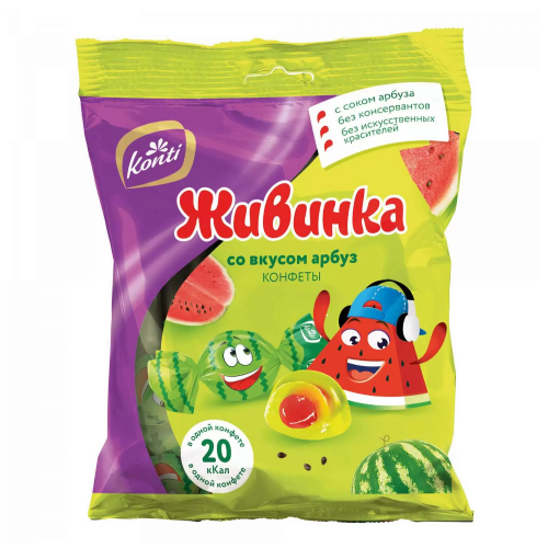 Конфеты (Конти) 250г пак "Живинка" Арбуз