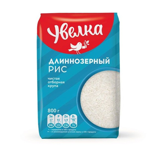 Крупа рис 800г пак длинозерный (267) (Увелка)